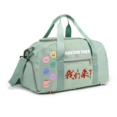 China Simple Custom Print Leisure Sport Fitness Gym Backpack Duffel Bag With Shoe Compartment Weekender Overnight Travel Carry On Bag for sale