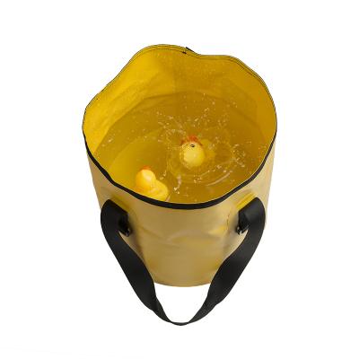 China Sustainable 500D PVC Tarpaulin Waterproof Camping Picnic Fishing Foldable Water Bucket for sale