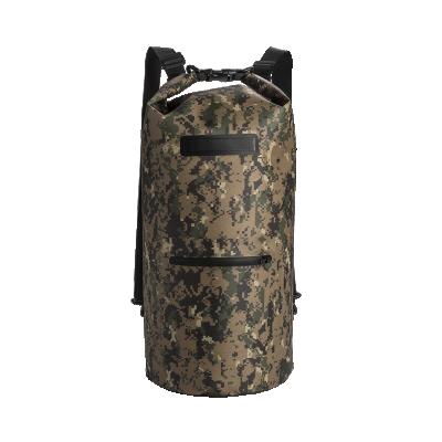 China Outdoor Activities Camouflage PVC Cylinder Office Backpack Dry Bag Outdoor Waterproof Ocean Pack For Hiking Camping for sale