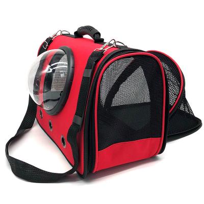 China Large Capacity Window Breathable Expandable Pet Carrier Bag Clear Dog Cat Shoulder Bag For Travel for sale