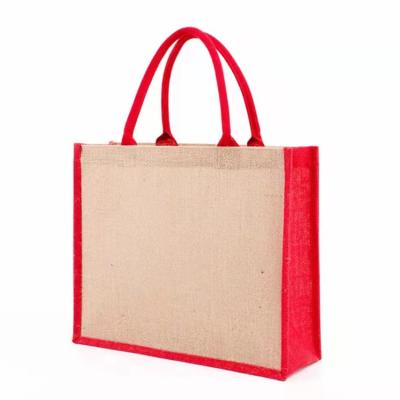 China Custom Eco-Friendly Tote Bags Reusable Shopping Logo Burlap Jute Bag Eco Friendly Natural Colored for sale