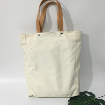 China Wholesale High Quality Eco - Friendly Canvas Market Tote Bags With Leather Handles For Women for sale