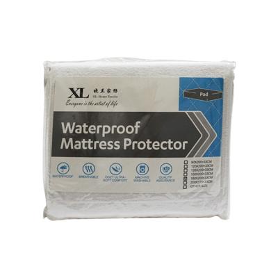 China Wholesale China Cotton Terry Fabric Waterproof Layer 120GSM Waterproof Mattress Protector Cover with Zipper PVC Bag and Insert Card for sale