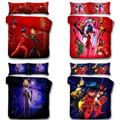 China Miraculous Ladybug Factory Direct Wholesale 100% Anti-Static Bedding Poly Miscellaneous Patterns Microfiber Embroidered Sheet for sale