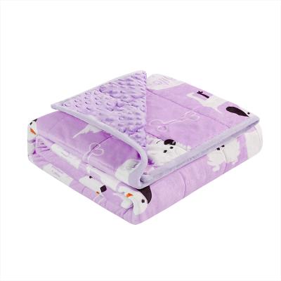 China Purple Kids Weighted Blanket Anti-static Custom Printing Cute Weighted Blanket Kids Blanket For Kids for sale