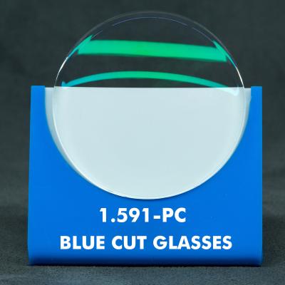 China Single Vision 1.591 Polycarbonate Lens PC Lens Blue Cut Optical Lenses for sale