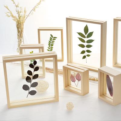 China Plant Specimen Wooden Double Side Glass Transparent Plant Pressed Flower Photo Frame Box Frame Wooden En Woods for sale