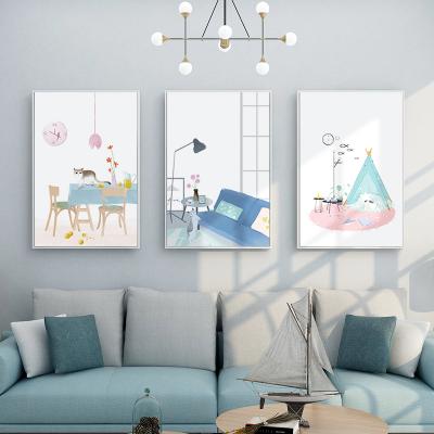 China Modern Beautiful White Cat Pictures Wall Art Canvas Ware Living Room Animal Painting Living Room for sale