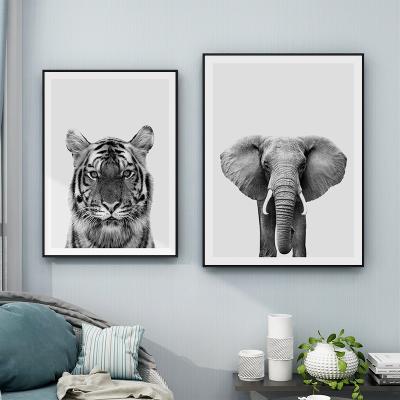 China African Elephant Canvas Print Modern Modern Animal Wall Art Black And White Decorative Painting For Living Room for sale