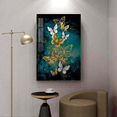 China Custom Wall Art Animal Printed Painting Butterfly Pictures Posters Modern Gold Crystal Decorative Painting China for sale