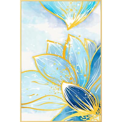 China Modern Abstract Flower Blue Waterproof Painting Canvas Porcelain Crystal Wall Art for sale