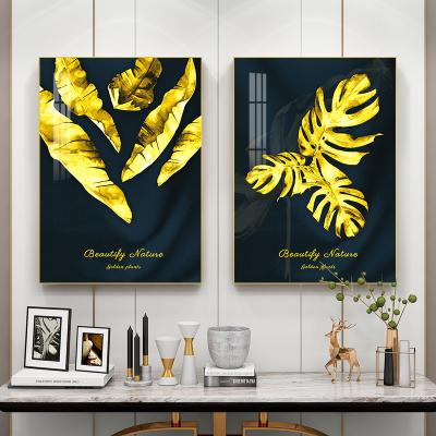 China Modern Black Crystal Wall Decoration Artwork Porcelain Gold Foil Modern Waterproof Painting for sale