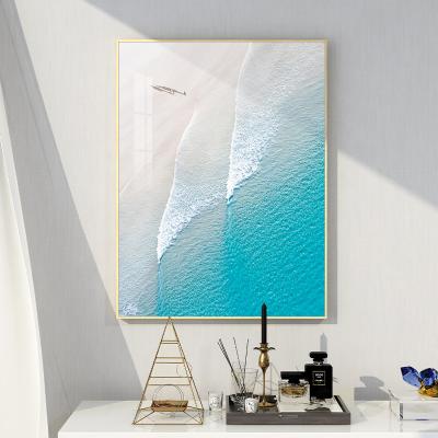 China Modern Decorative Painting Picture Modern Beach Seascape Poster Wall Art Canvas Print Blue For Living Room for sale