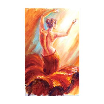 China Beautiful Modern Sexy Girl Flamenco Dancer Oil Painting Canvas Prints Frameless Wall Art for sale