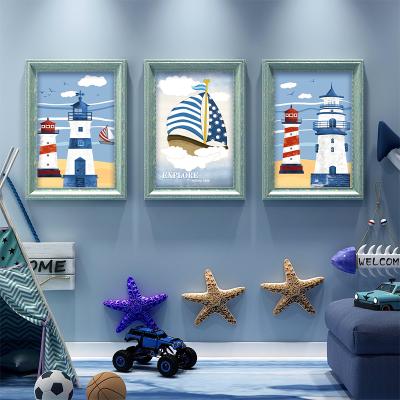 China Modern Mediterranean Style Child Room Wall Art Children Boy Room Cute Canvas Printed Oil Painting for sale