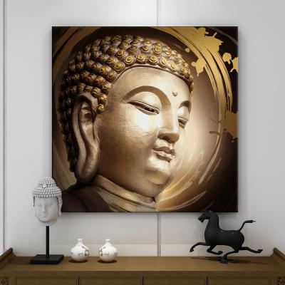 China Traditional 3d Buddha Face Decorative Artwork Portrait Wall Art Canvas Painting Print for sale