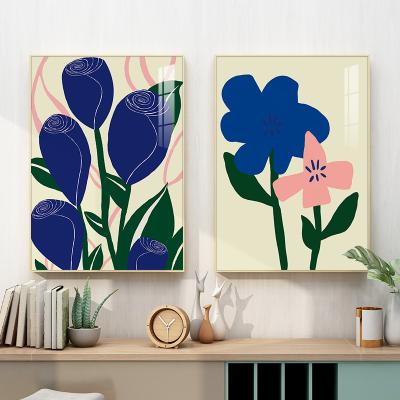 China Cuadros Modern Decorativos Porcelain Crystal Paintings Beautiful Flower Plant Wall Art Paintings With Frame For Living Room for sale