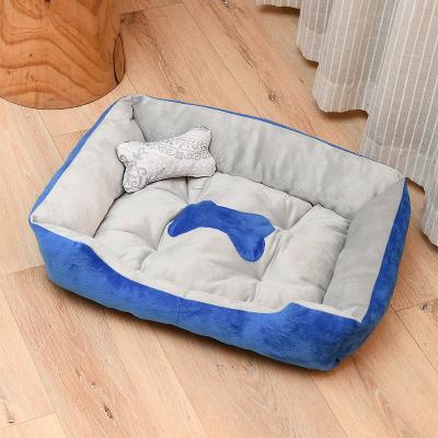 China Wholesale Hot Plush+pp Cotton Factory New Hot Selling Plush Square Pet Cushion Dogs And Cats Soft Pet Bed for sale