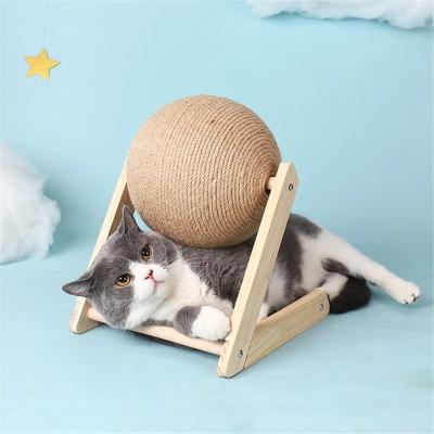 China 2022 Interactive Cat Scratcher Toy Natural Sisal Cat Scratching Ball Cat Toys Scratcher Toy With Ball for sale