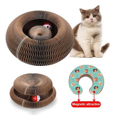 China Organ Cat Scratch Board Cat Kitten Toy Bell Scratching Cardboard Durable Scratcher Recyclable Cat Toys Funny New Foldable Magic for sale