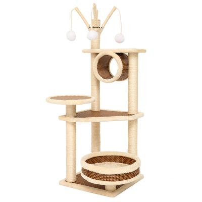 China SISAL Cat Tree Interactive Entertainment Hot Sale Multi Level Climbing Rattan Cat Tree Tower for sale