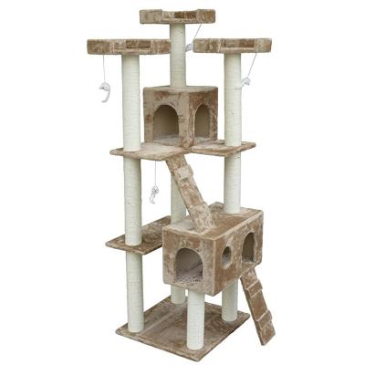 China Interactive Pet Cat Toy Tree Scratcher Tower Condo Cat Tree Puzzle New Modern SISAL Wooden Large for sale