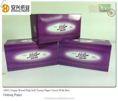 China Raw Tissue 100% Virgin Soft Pulp Box Facial Tissue, ISO14001, ISO9001 for sale