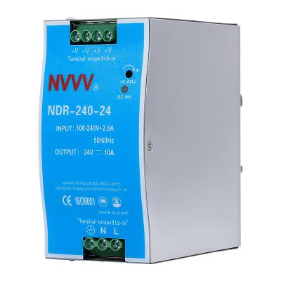 China Camera NVVV 240W 24V NDR-240-24 AC/DC Rail Industrial Power CCTV DIN Change Power Supply en venta