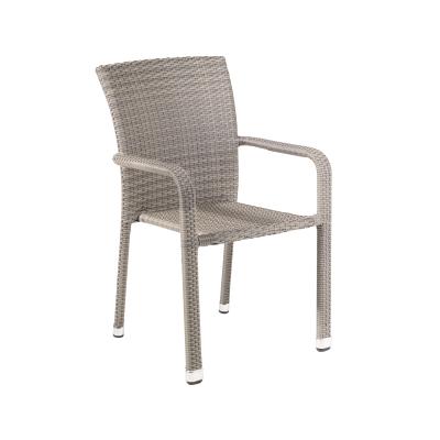 China Modern Waterproof Outdoor Dark Khaki PE Rattan Wicker Dining Garden Furniture Chair for sale