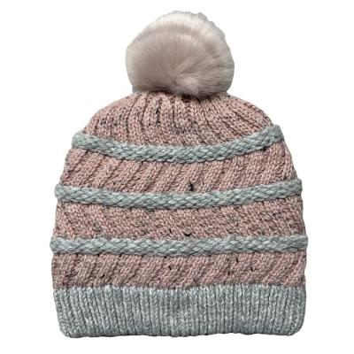 China COMMON Spotted Yarn Knitted Soft Striped Kids Cozy Hat for sale