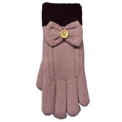 China Simple Fashion Knitted Bow Decorated Winter Girls Gloves for sale