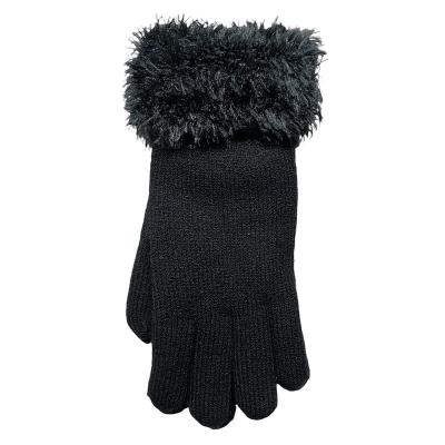 China Jacquard Fashion Feather Yarn Cuff Women's Winter Gloves for sale