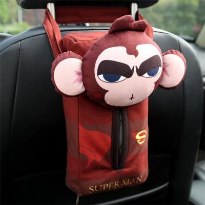 China Decorative Plush Cartoon Monkey Plush Paper Holder Cloth Hanging Box Cover For Car for sale