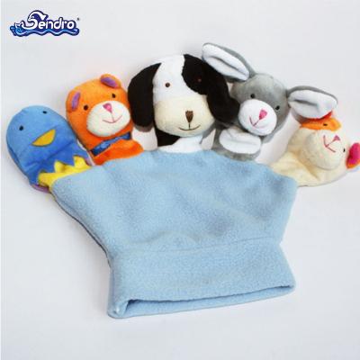 China Custom Plush Makers Customized Animal Plush Toy Five Finger Puppet Hand Toy for sale