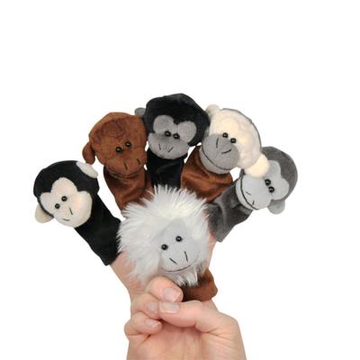 China Plush Personalized Plush Baby Toy Embroidered Curious Orangutan Monkey Finger Puppet for sale