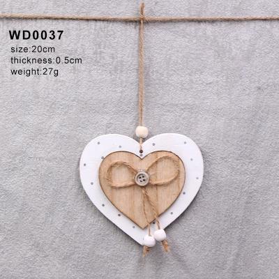 China Vintage Nordic Hanging Ornament Crafts Europe Dot Bow Button Heart DIY Wedding Wooden Pendant Valentine's Day Party Design Heart for sale