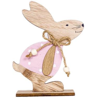 China Europe 2021Easter Rabbit Wooden Home Office Decoration Office Wood Open Decors Bunny Easter Ornaments Happy Easter Party Decor Gift for sale