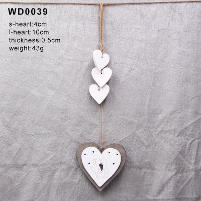 China DIY Europe Double Face Kiss Lovers Heart Opens Wedding Hanging Wooden Valentine's Day Party Heart Ornament Nordic Decor for sale