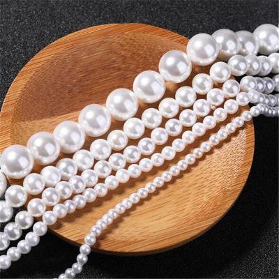 China 500g/bag 4/6/8/10/12/14mm White HOLE Cream DIY Garment Beads Bead ABS Loose Round Beads Open Fashion Jewelry Making 6mm for sale