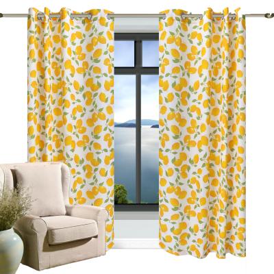 China Modern New Design Pastoralism Window Curtain Lemon Printed Yellow Color Curtain for sale