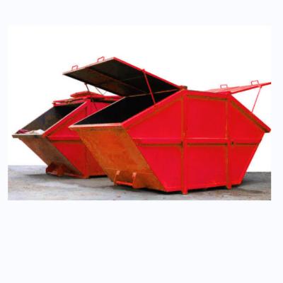 China Farm 4 yards 6 yards 8 yard industrial flat tipper loader packaging recycling steelloading tipping box hopper container for sale