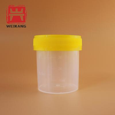 China Empty Medicine PP Sterilized Plastic 60cc Urine Cup Container With Lid And Graduation for sale