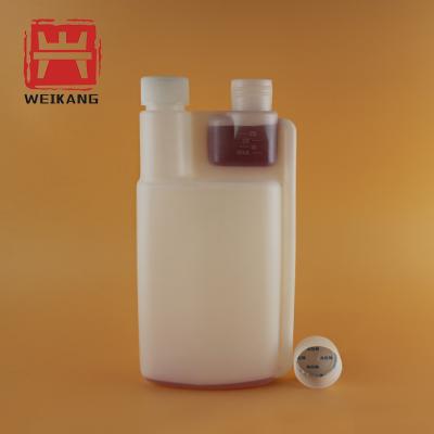 China Eco - Friendly PE Plastic Flat Screw Cap Double Neck Dosing Bottle for sale