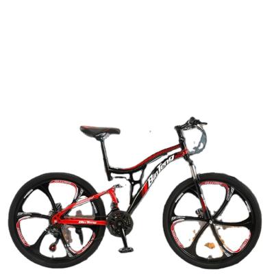 China 27 inch high carbon steel mountain bike double disc brake full suspension bicycle fashionable folding anti-skid pedal for sale for sale