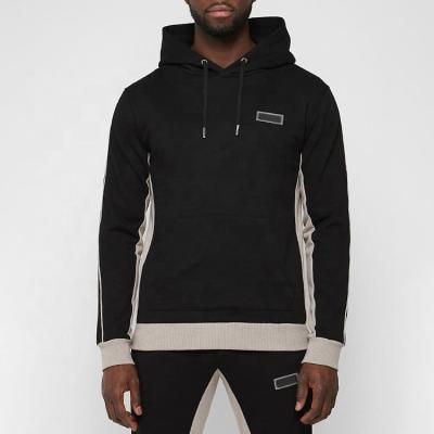 China Plus Size Contrast Panel Breathable Custom Logo Black Plain Tracksuit For Men Plus Size Contrast Panel Hoodie Cotton Beige Tracksuit for sale