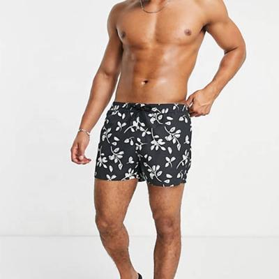 China Wholesale QUICK DRY Mens Running Custom Gym Shorts Doodle Floral Print In Black Short Length Swimming Shorts Men for sale