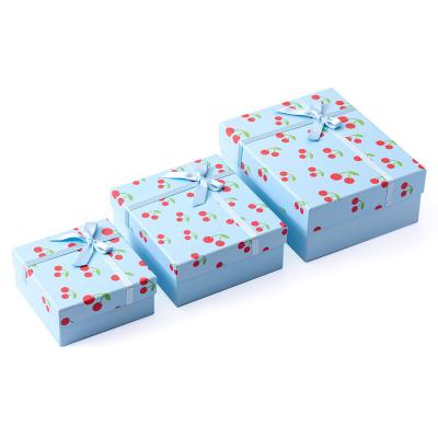 China New Product Recyclable Custom Valentine's Day Recyclable Blue Paper Bow Square Gift Box Exquisite Blue Paper Valentine's Day for sale