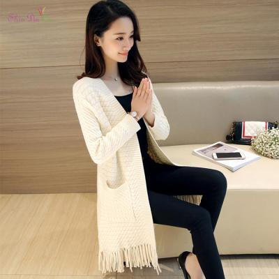 China Anti-wrinkle design wholesale new fashion stylish girls back tassels cardigan sweaters for sale