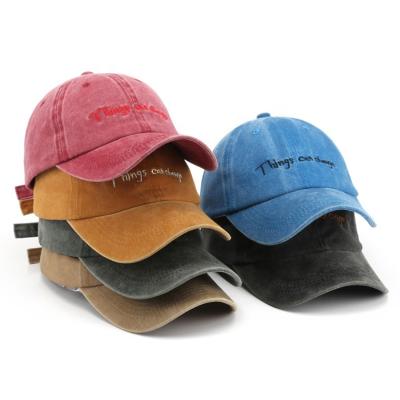 China COMMON Cotton Embroidery 6 Panel Custom Vintage Washable Unstructured Baseball Cap for sale