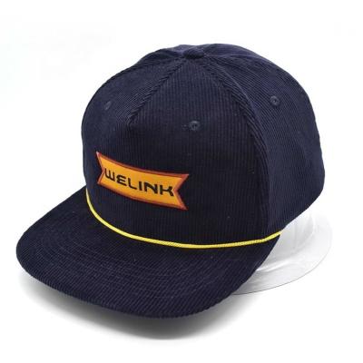 China JOINT Wholesale Custom Vintage 5 Panel Corduroy Free Snapback Hat With Rope for sale